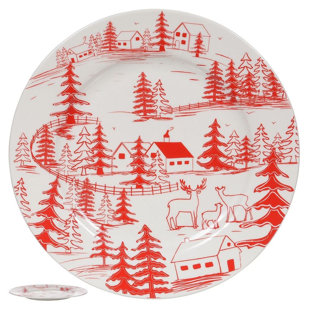 Prato Sobremesa Natal Branco Vermelho 19.2cm 47689001 Dea