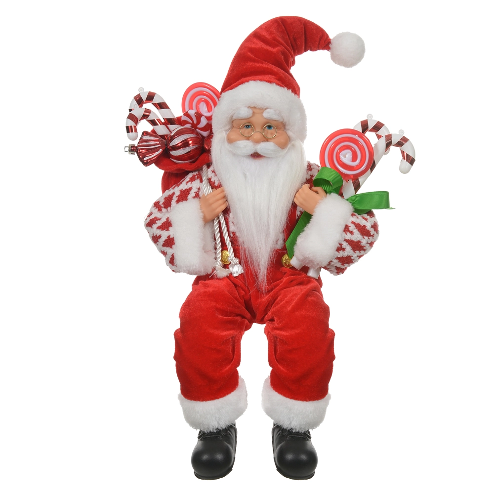 Papai Noel Natal Sentado Candy Vermelho Branco 45cm 47703001 Dea