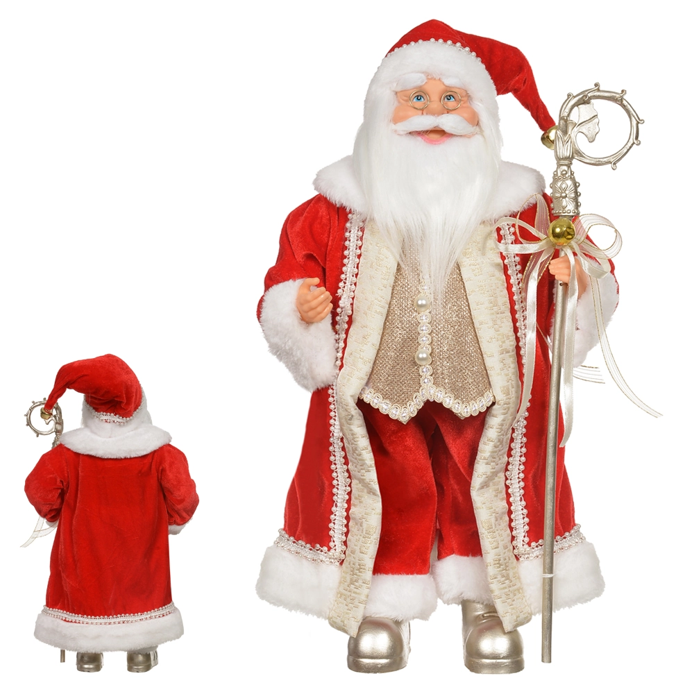 Papai Noel Natal Em Pe Vermelho Champanhe 45cm 47716001 Dea