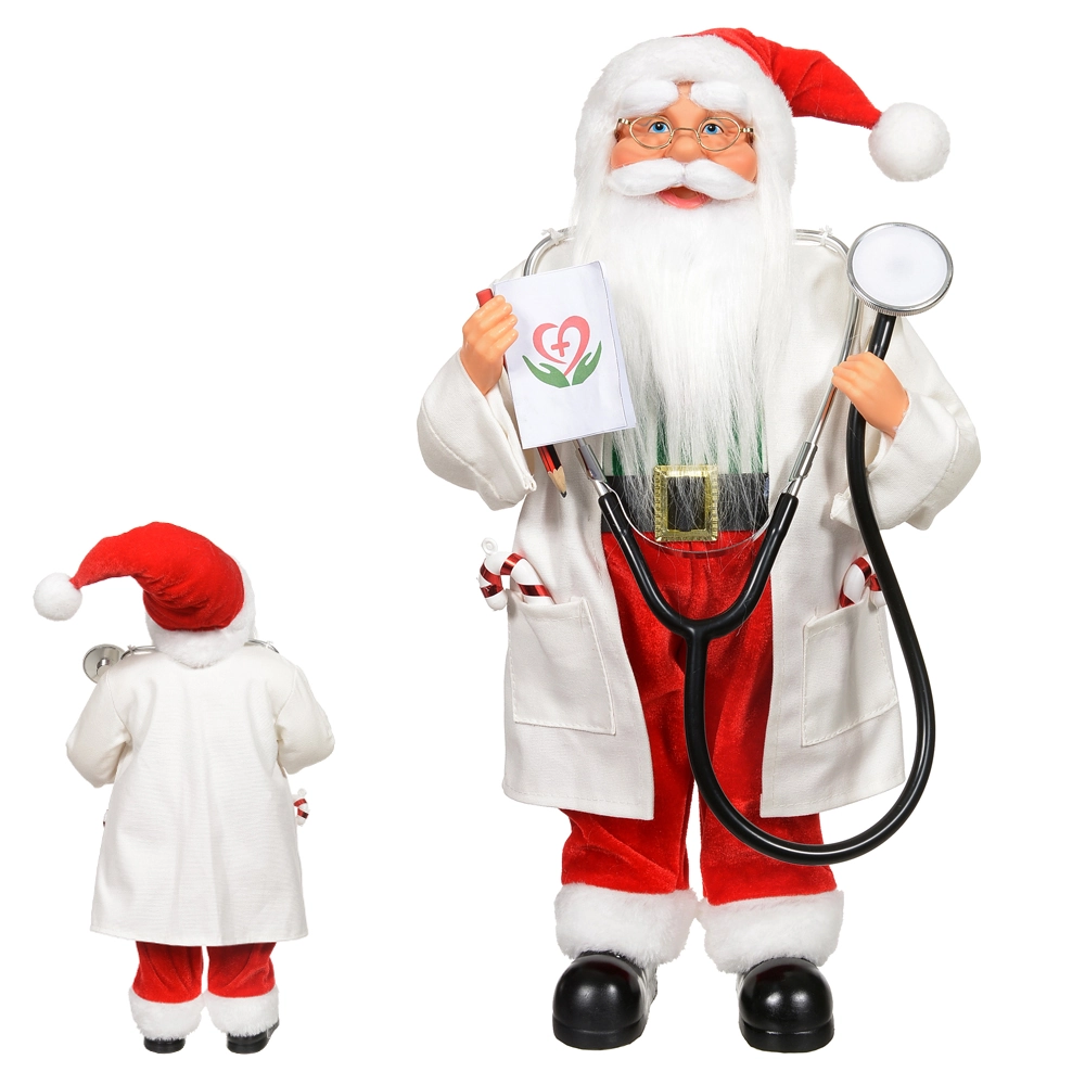 Papai Noel Natal Medico Em Pe Vermelho 45cm 47724001 Dea