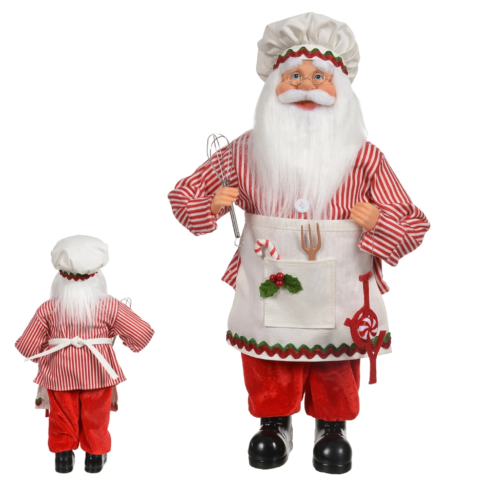 Papai Noel Natal Cozinheiro Em Pe Vermelho Verde 45cm 47728001 Dea