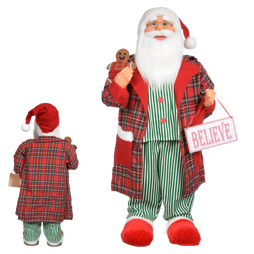 Papai Noel Natal Pijama Em Pe Vermelho Verde 80cm 47730001 Dea