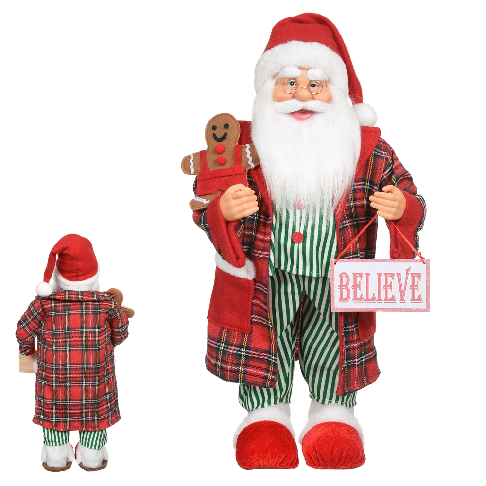Papai Noel Natal Pijama Em Pe Vermelho Verde 60cm 47732001 Dea