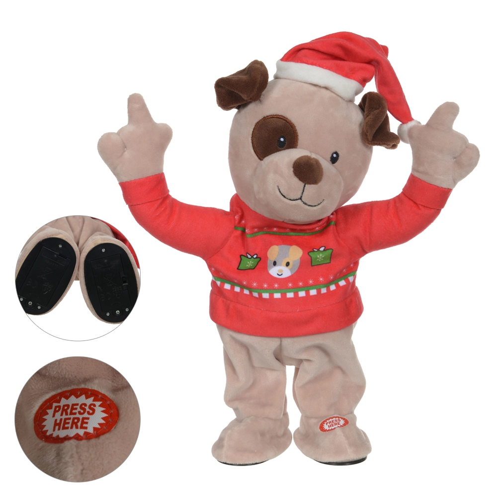 Cachorro Natal Animado Cmov E Som Vermelho 33cm 47845001 Dea