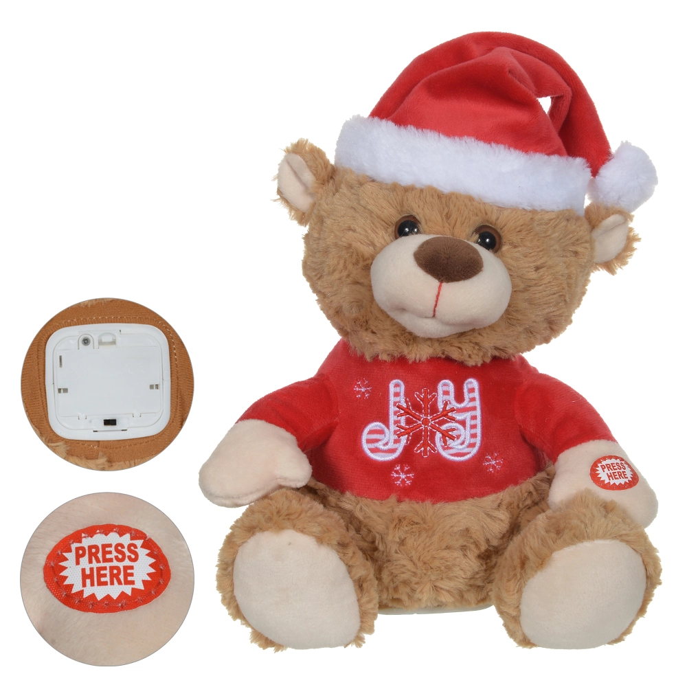 Urso Natal Animado Cmov E Som Vermelho Branco 25cm 47847001 Dea