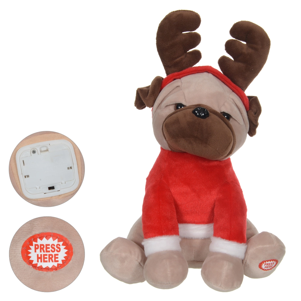 Cachorro Natal Animado Cmov E Som Vermelho 25cm 47849001 Dea