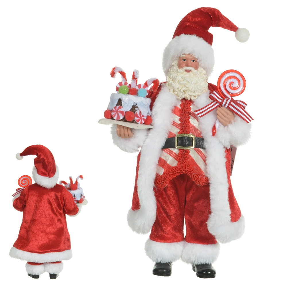 Resina Natal Papai Noel Candy Vermelho Branco 27.5cm 47853001 Dea