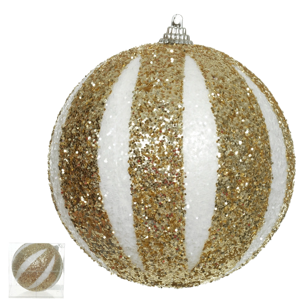 Bola Natal Branco Dourado 12cm 1un 47900001 Dea