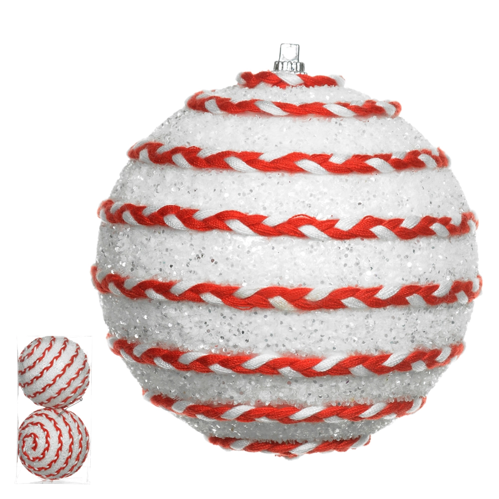 Bola Natal Branco Vermelho 10cm 2un 47878001 Dea