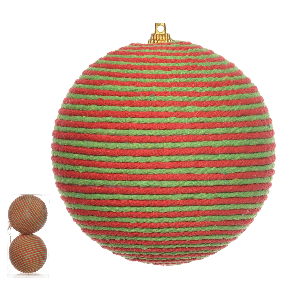 Bola Decorada Decorada Natal C2 Unid Pvc Verde Vermelho 10cm 47886001