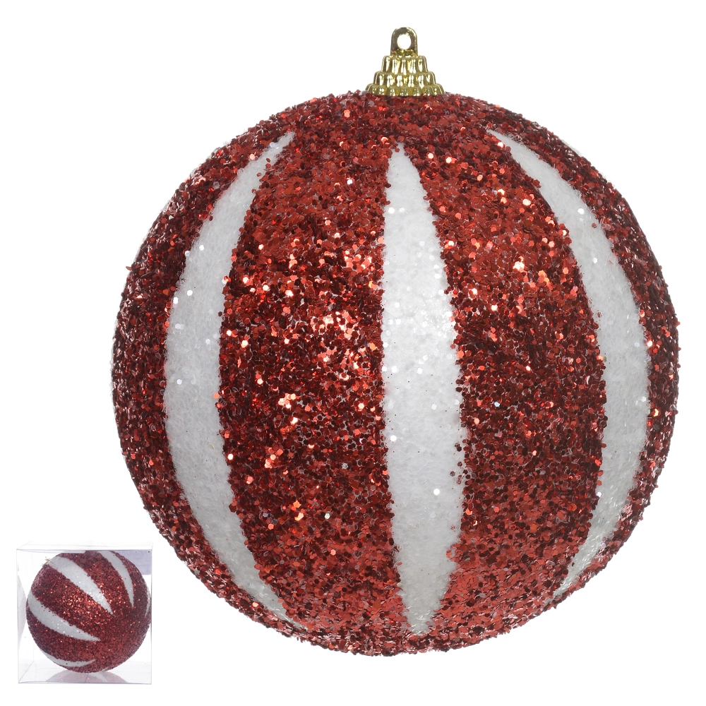 Bola Natal Vermelho Branco 12cm 1un 47900002 Dea