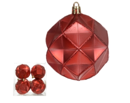 Bola Decorada Natal No Pvc C/4 Und Verme