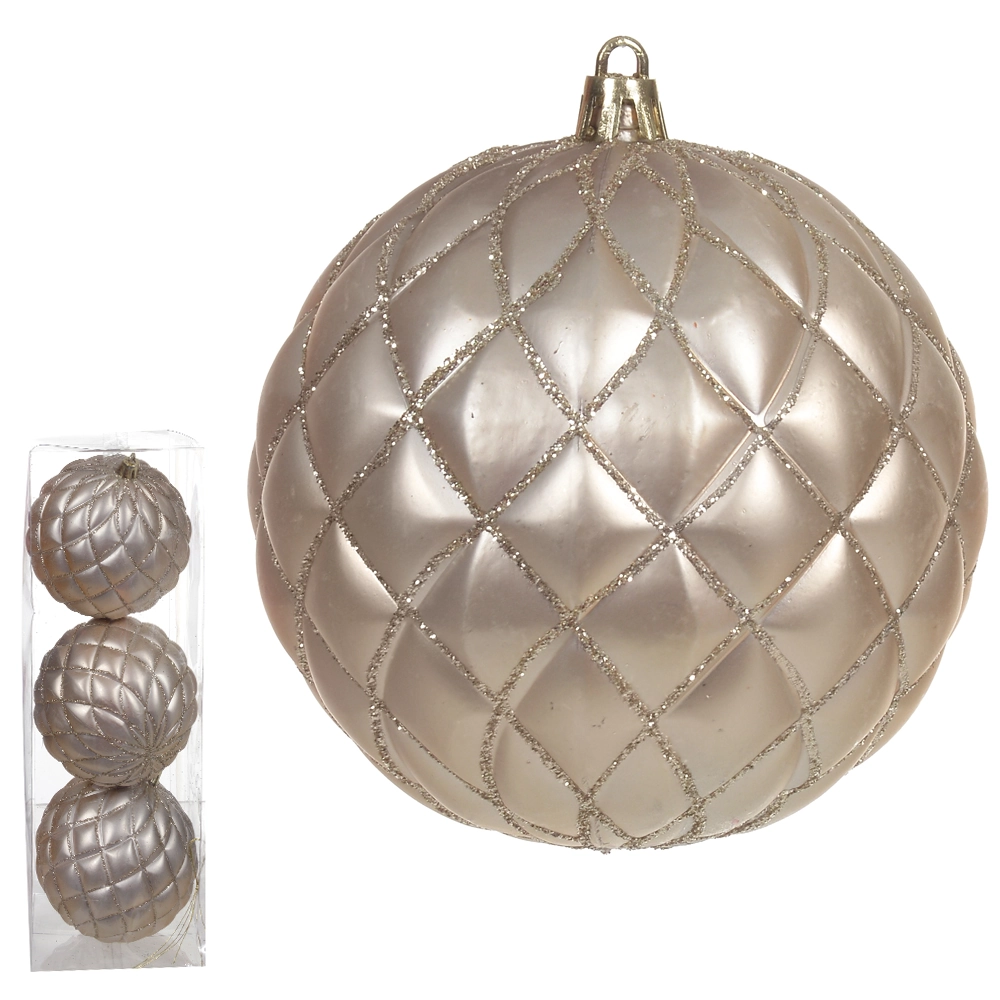Bola Natal Champanhe 10cm 3un 47929003 Dea