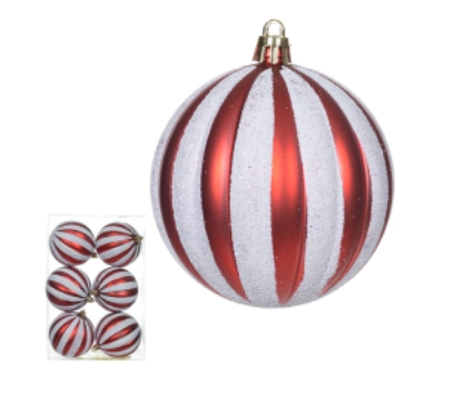 Bola Decorada Natal Vermelho Branco 8cm