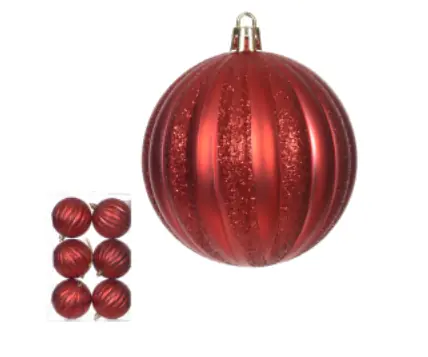 Bola Natal Dec Pvc Vermelha 8cm C/6 Ref.47933003