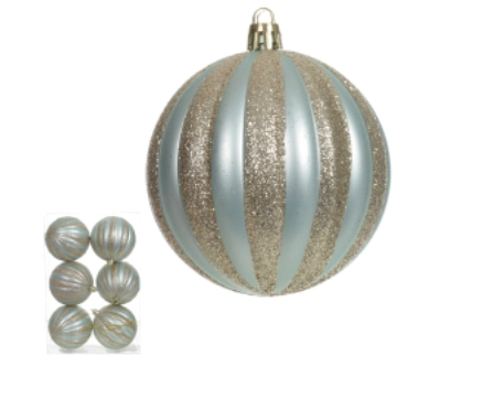 Bola Decorada Natal No Pvc C/6 Und Verde 8cm Florarte