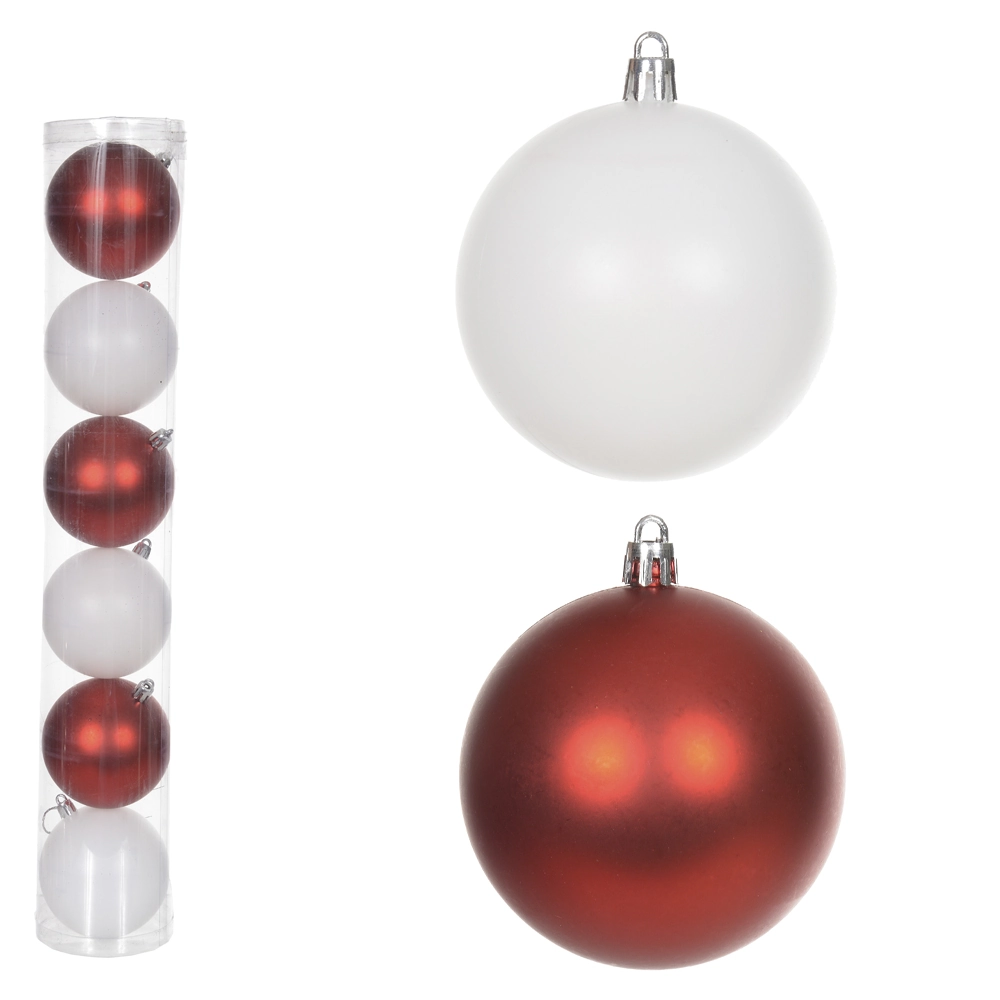 Bola Natal Fosca Vermelho Branco 8cm 6un 48191008 Dea