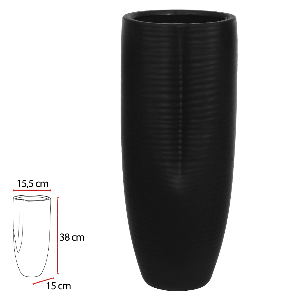 Vaso Ceramica Preto 38x15.5x15cm 48351002 Dea
