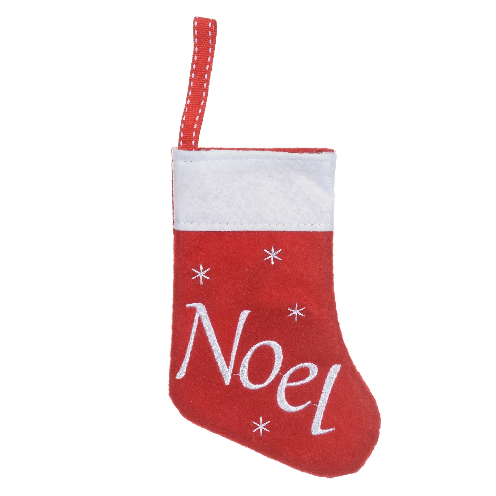 Enfeite Pendurar Natal Meia Desjos Verm Bco 14cm 48529001 Dea