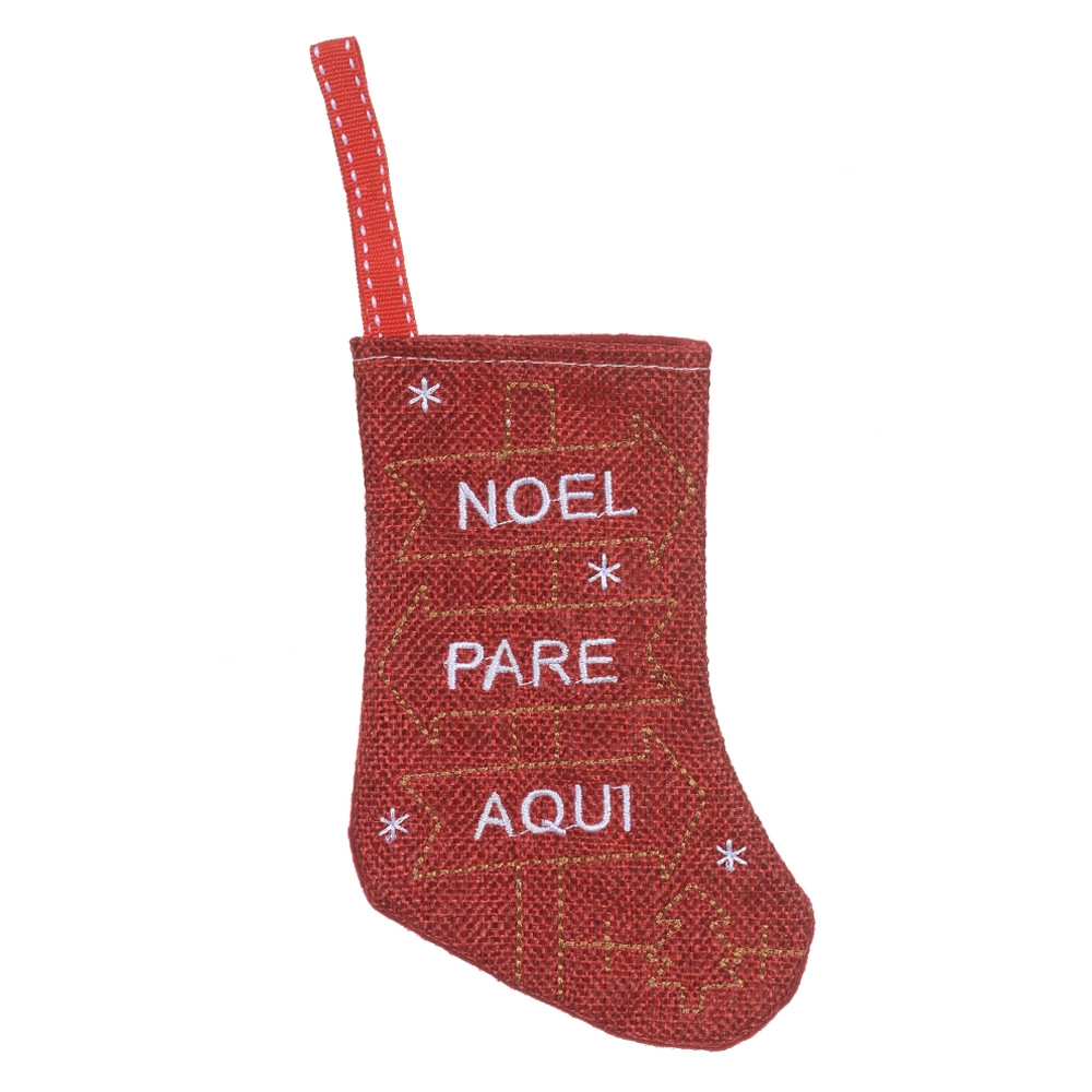 Enfeite Pendurar Natal Meia Noel Pare Aqui Verm 14cm 48536001 Dea