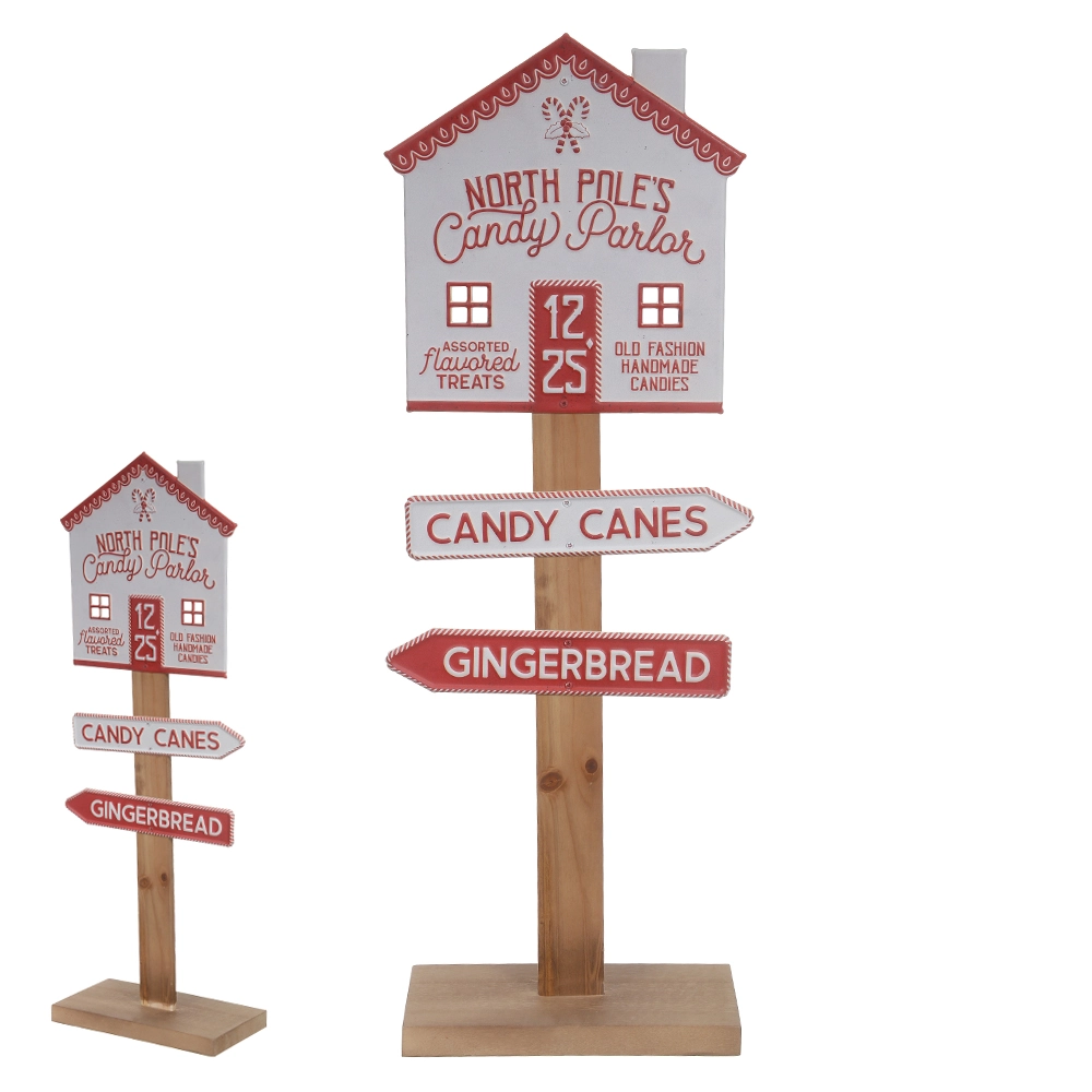 Natal Placa Metal Decor 65x25.5x12cm Vermelho Branco 48550001 Dea