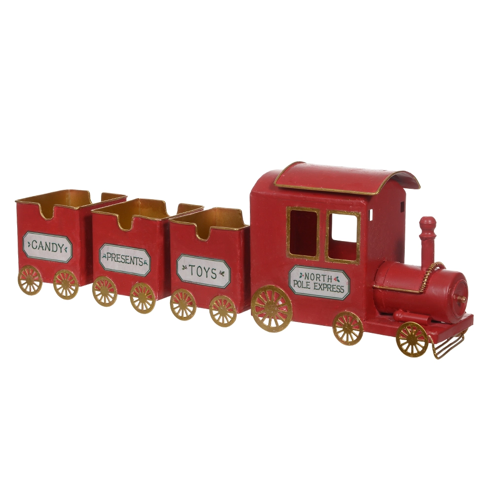 Enfeite Natal Trem Metal Verm Bco 17.5x54x9.5cm 48567001 Dea