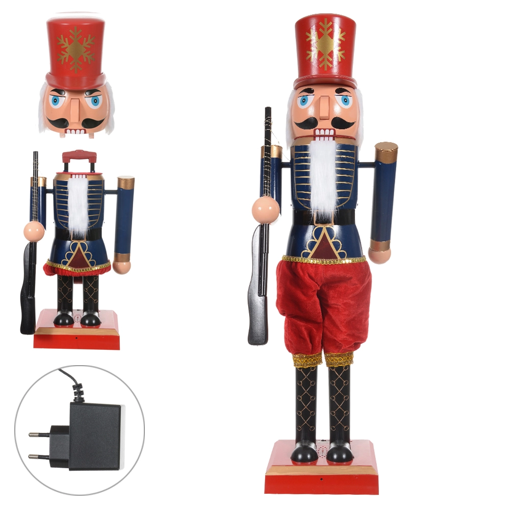 Boneco Natal Quebra Nozes Movimento Som Verm Az Bivolt 1.1m 48674001 Dea