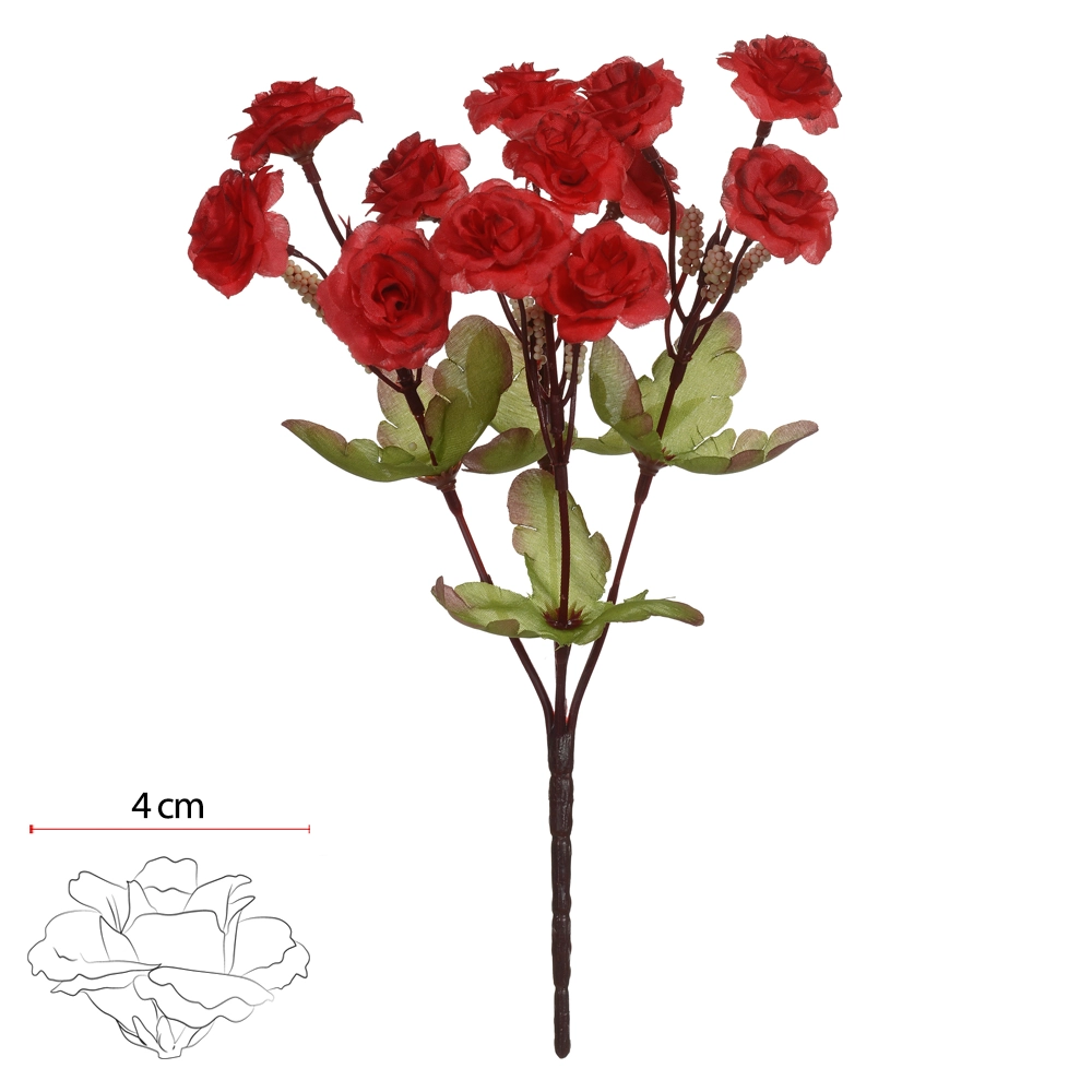 Buque Rosa X12 Vermelho Outono 28cm 48681 Florart