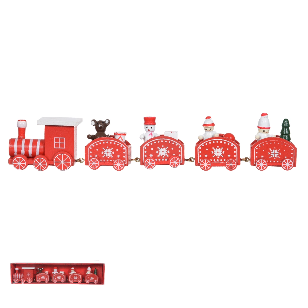 Enfeite Natal Resina Trem Madeira Vermelho 27.5x5.8x2.8cm 48815001 Dea