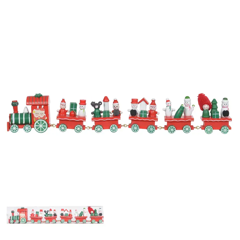Enfeite Natal Resina Trem Madeira Vermelho 32x5.5x3cm 48817001 Dea