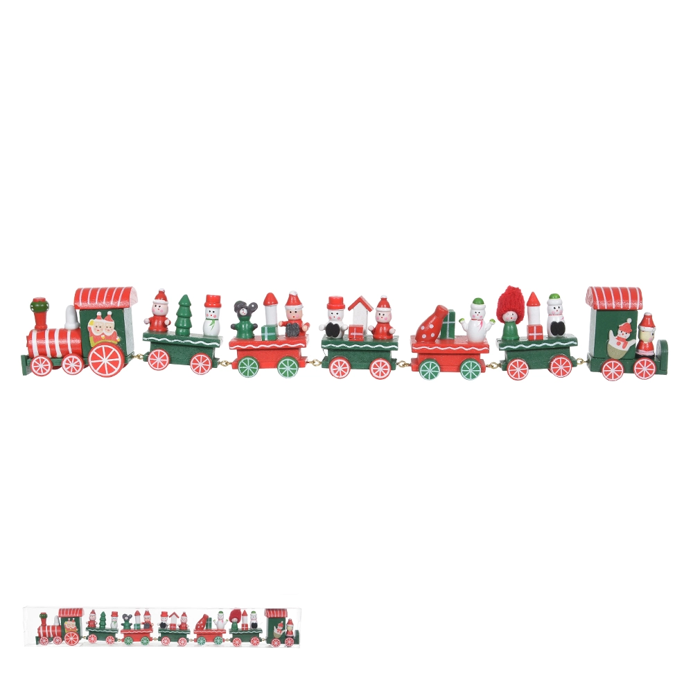 Enfeite Natal Resina Trem Madeira Verde Vermelho 42x6x3.5cm 48819001 Dea