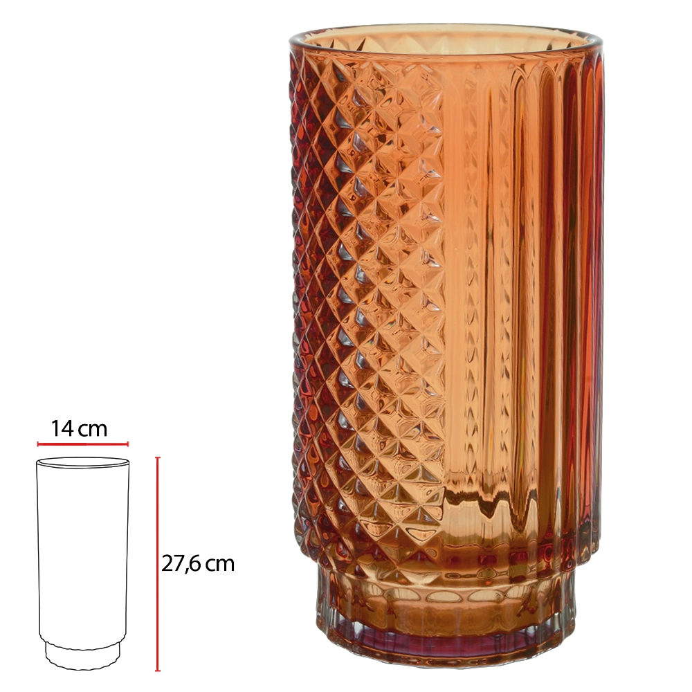 Vaso Vidro Laranja 27.6cm 14d 52749003 Dea