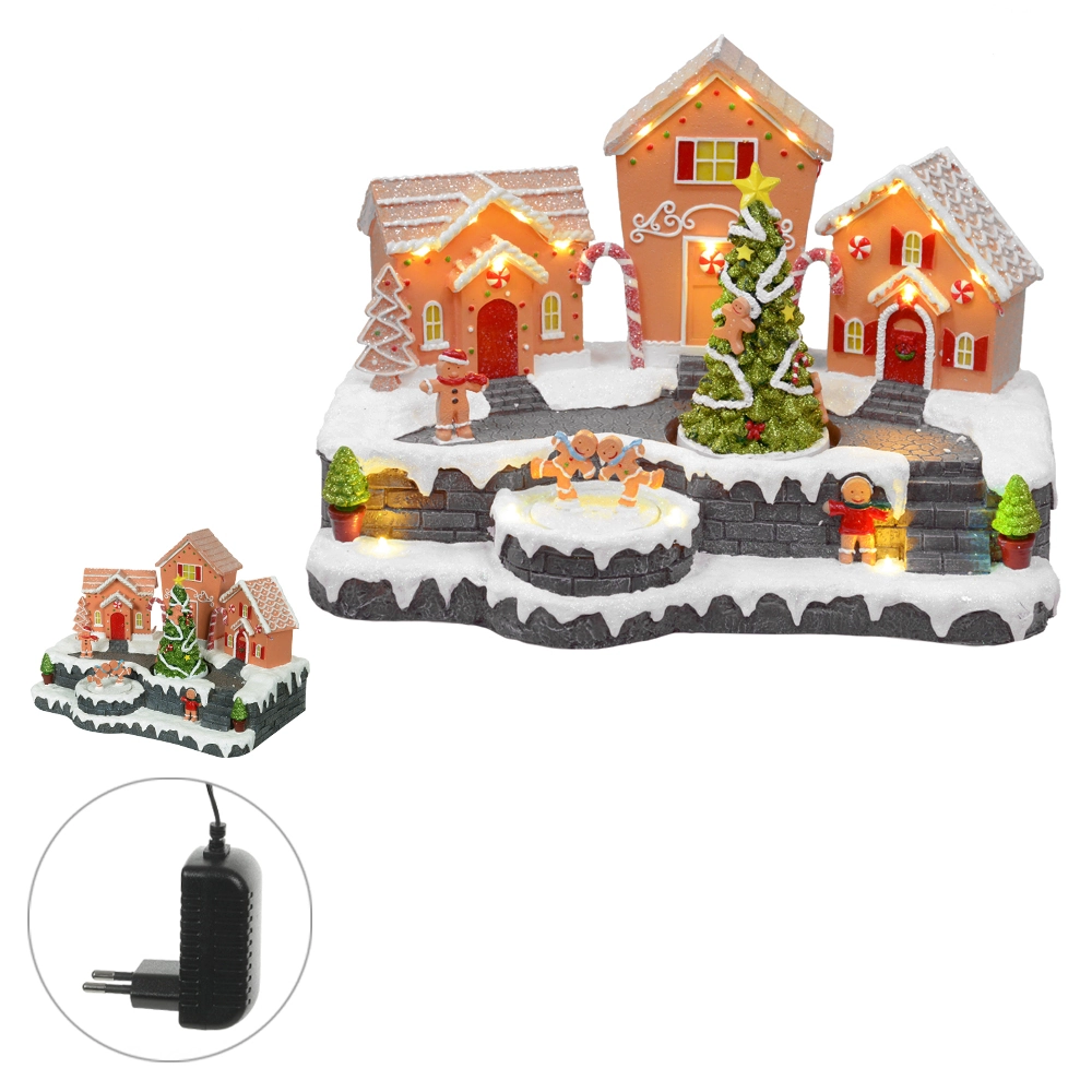 Enfeite Natal Vila Gingerbread Adapt Color 33.5x22x24cm 48900001 Dea