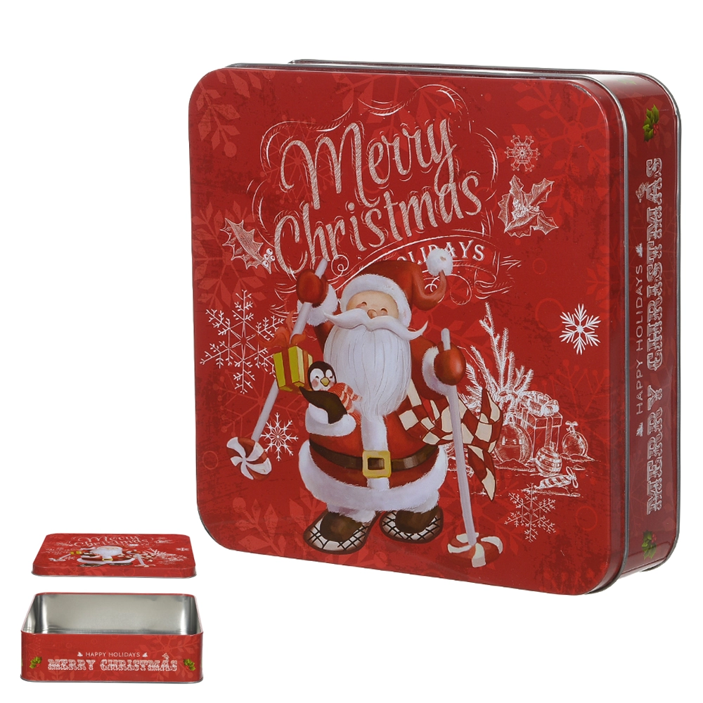 Lata Natal Metal Colorida 19.6x19.6x5.5cm 49078001 Dea