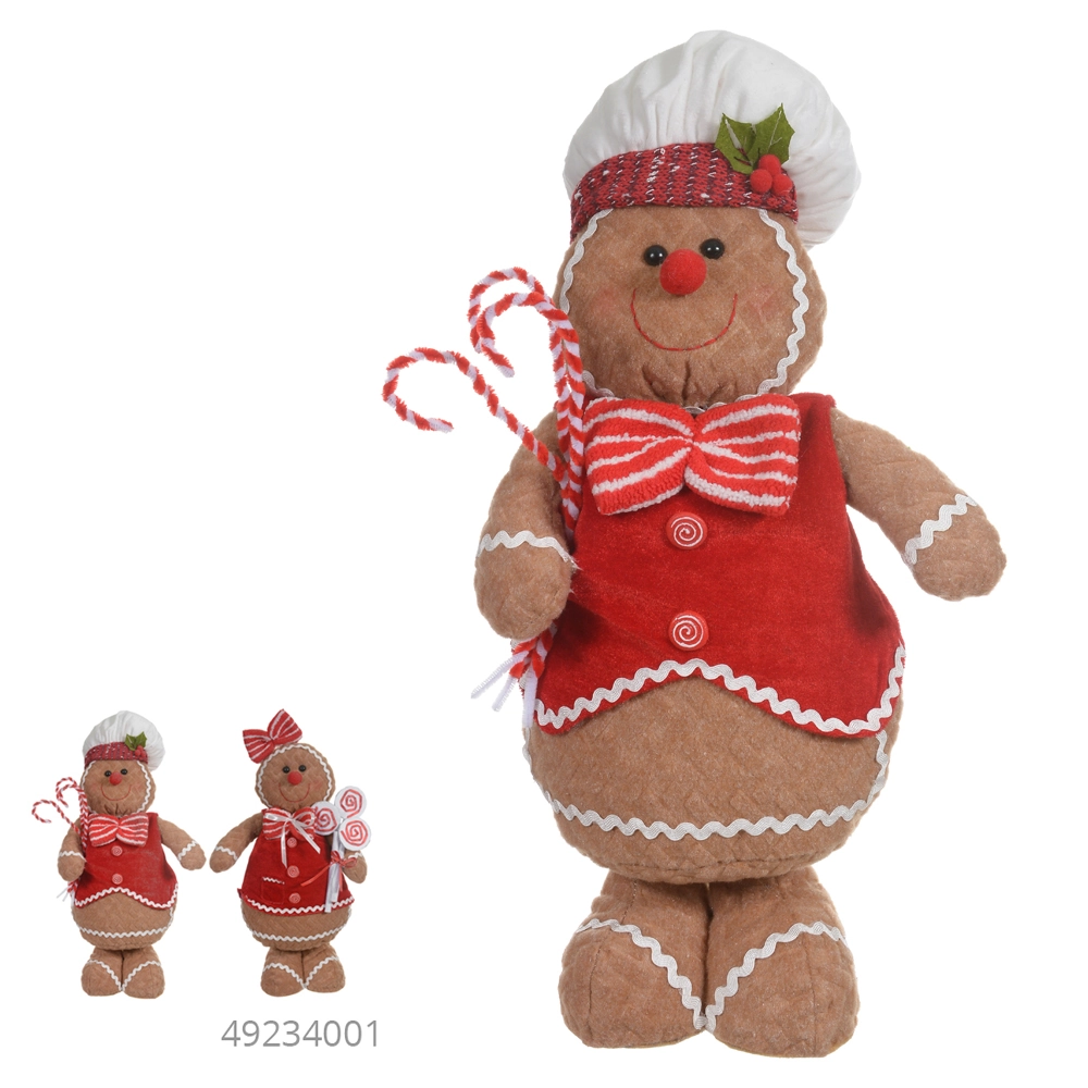 Boneco Natal Gingerbread Em Pe Vermelho 45cm Dea