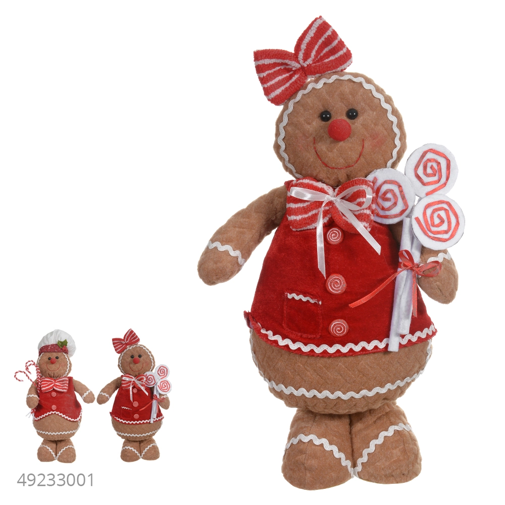 Boneco Natal Gingerbread Em Pe Vermelho 45cm Dea 1