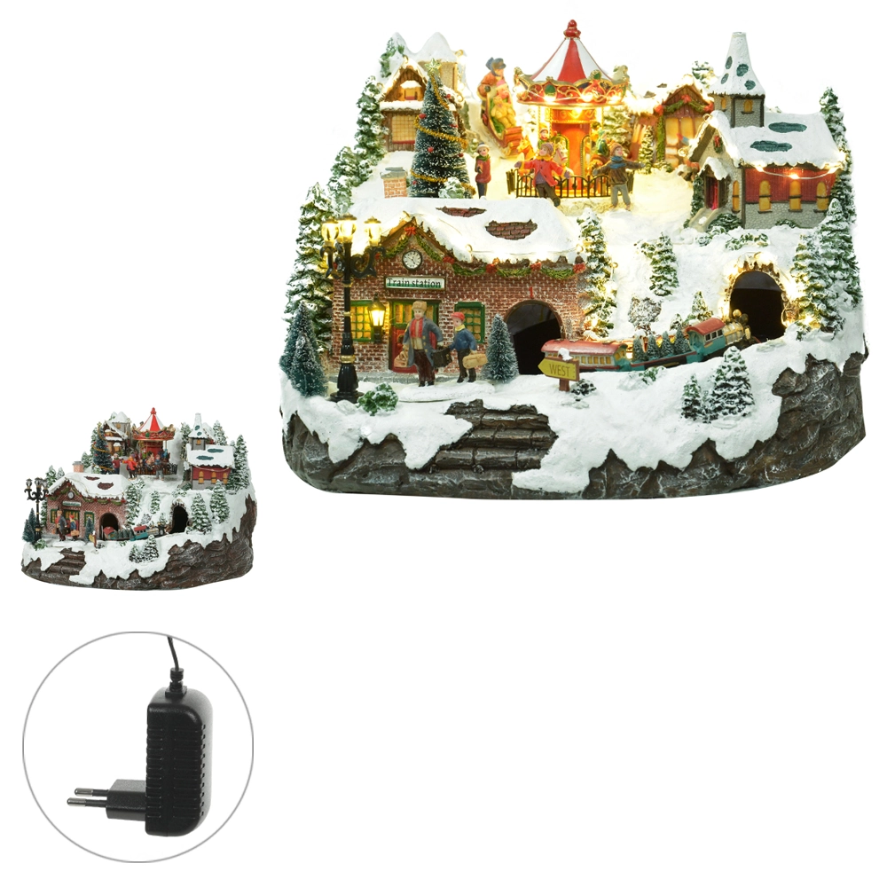 Enfeite Natal Vila Colorido Bivolt 34x34x28cm 49331001 Dea