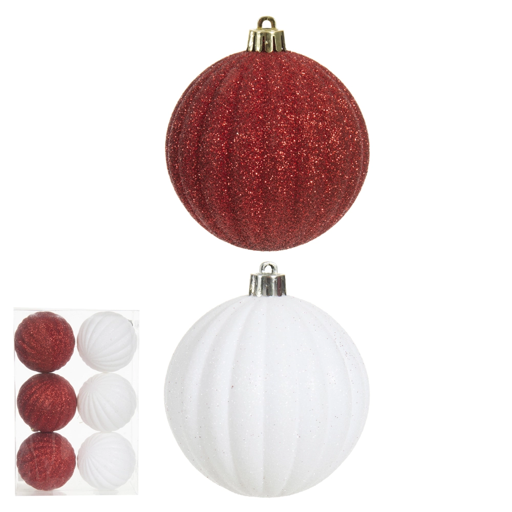Bola Natal Vermelho Branco 8cm 6un 47486001 Dea