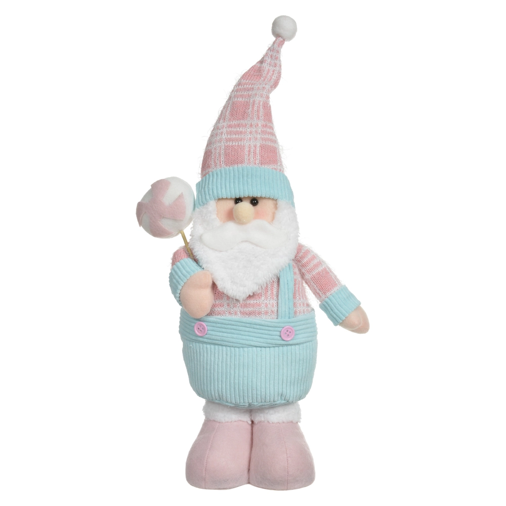 Boneco Natal Papai Noel Em Pe Rosa Azul 46.5cm 49724001 Dea