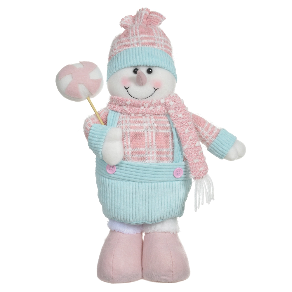 Boneco De Neve Natal Em Pe Rosa Azul 40cm 49725001 Dea