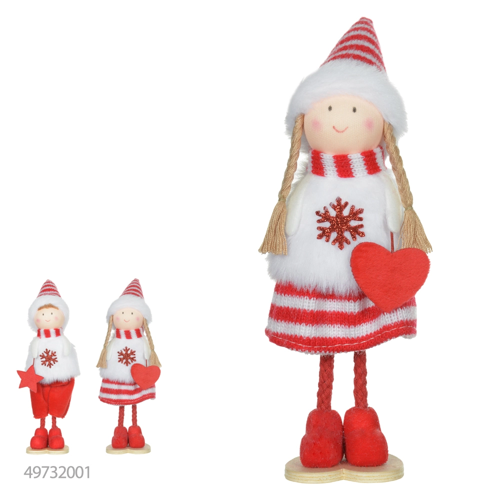 Boneco Natal Menina Pe Vermelho Branco 20cm 49734001 Dea