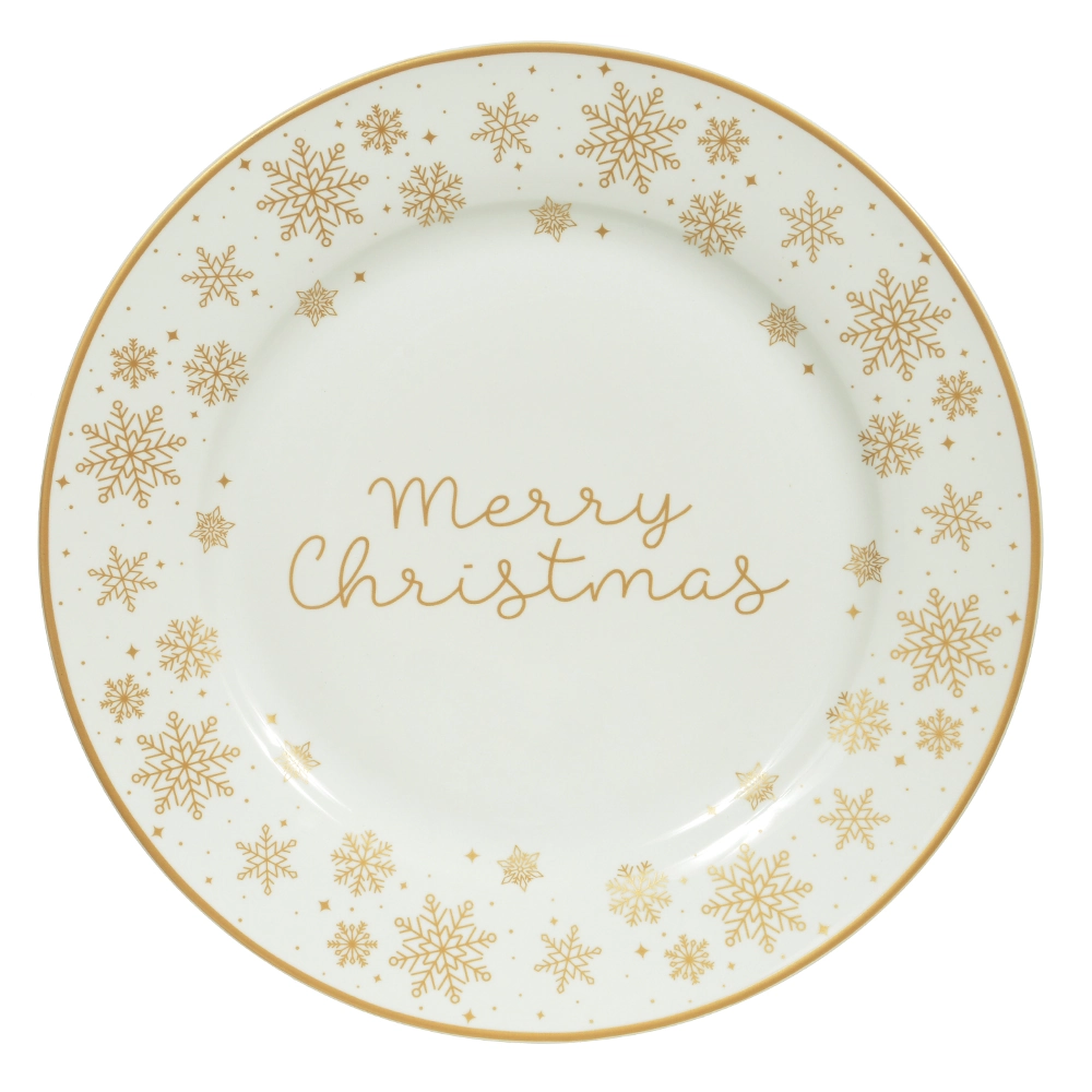 Prato Raso Natal Branco Dourado 26.7cm 50074001 Dea