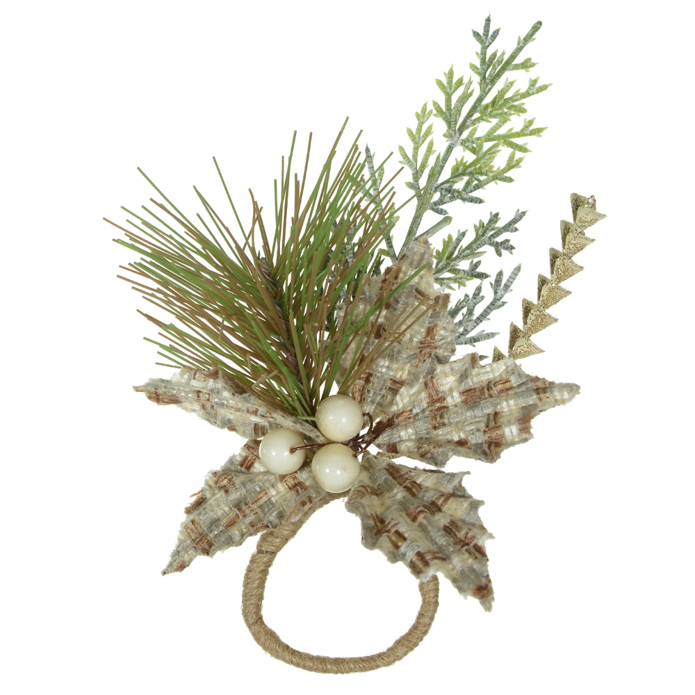Porta Guardanapo Natal Bege Verde 14cm 50246001 Dea