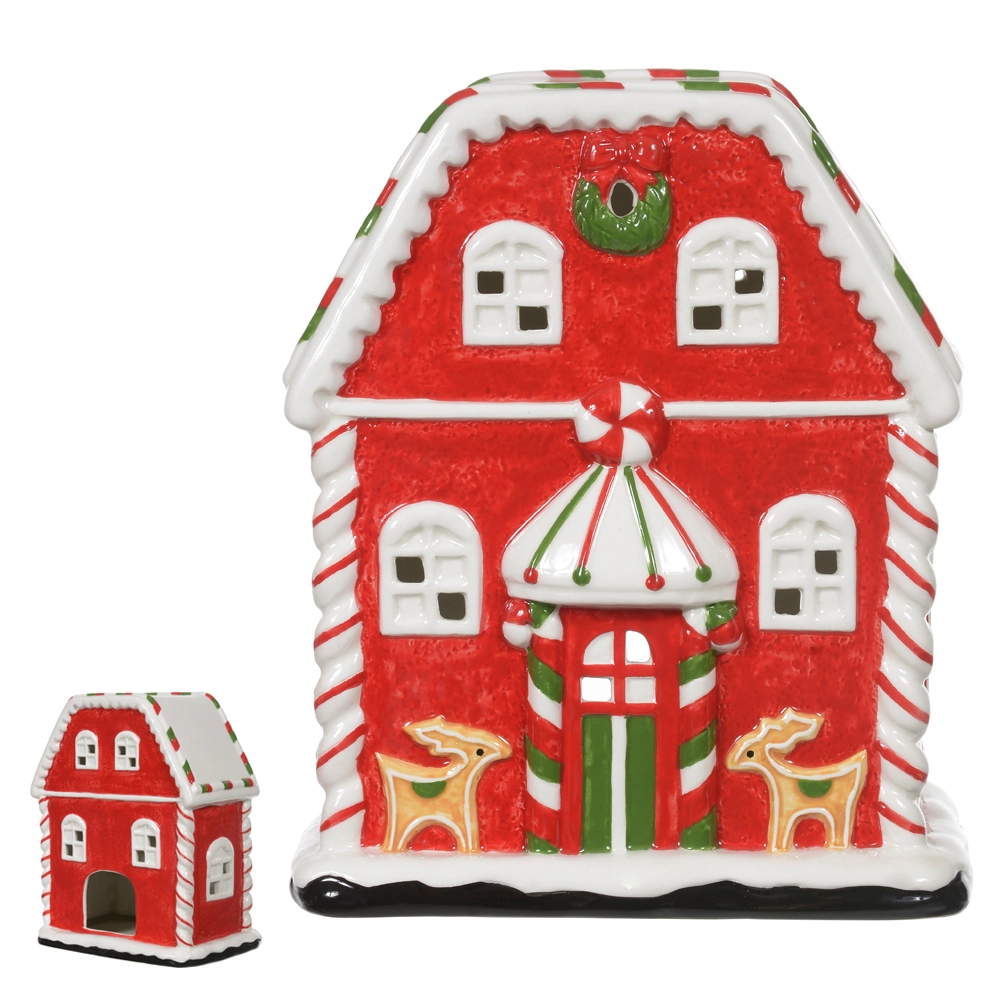 Natal Casa Decorativa Candyland 22.5x18.5x12.5cm Vermelho Branco 503