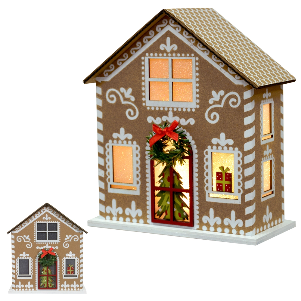Natal Casinha Decorativa Ginger Cled 17.8x8x20.3cm Bege Branco 503730
