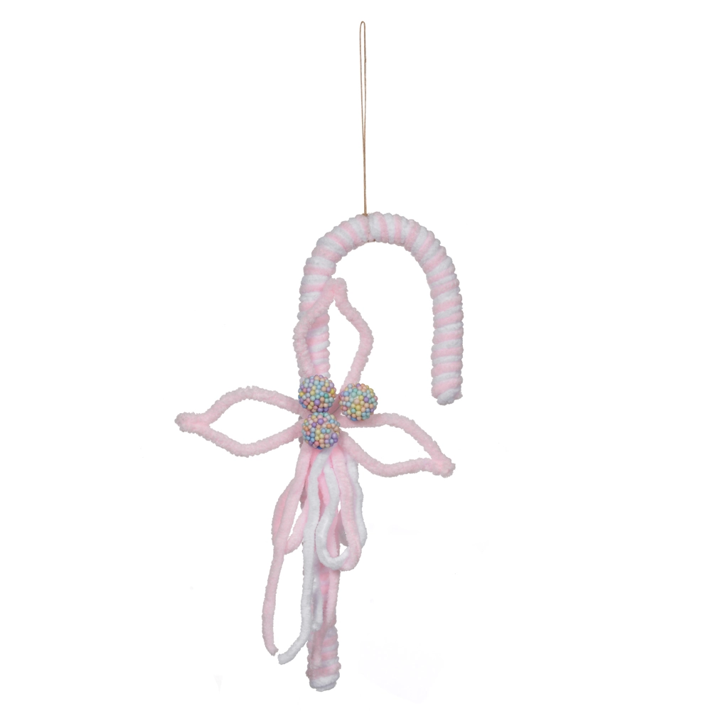 Enfeite Natal Bengala Pendurar Rosa Branco 35cm 50518002 Dea