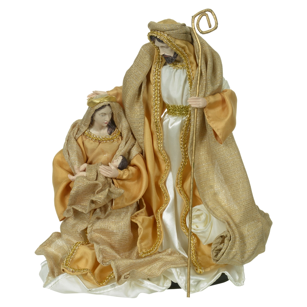 Enfeite Natal Resina Sagrada Familia 3 Figuras Dourado 30cm 50509001 Dea