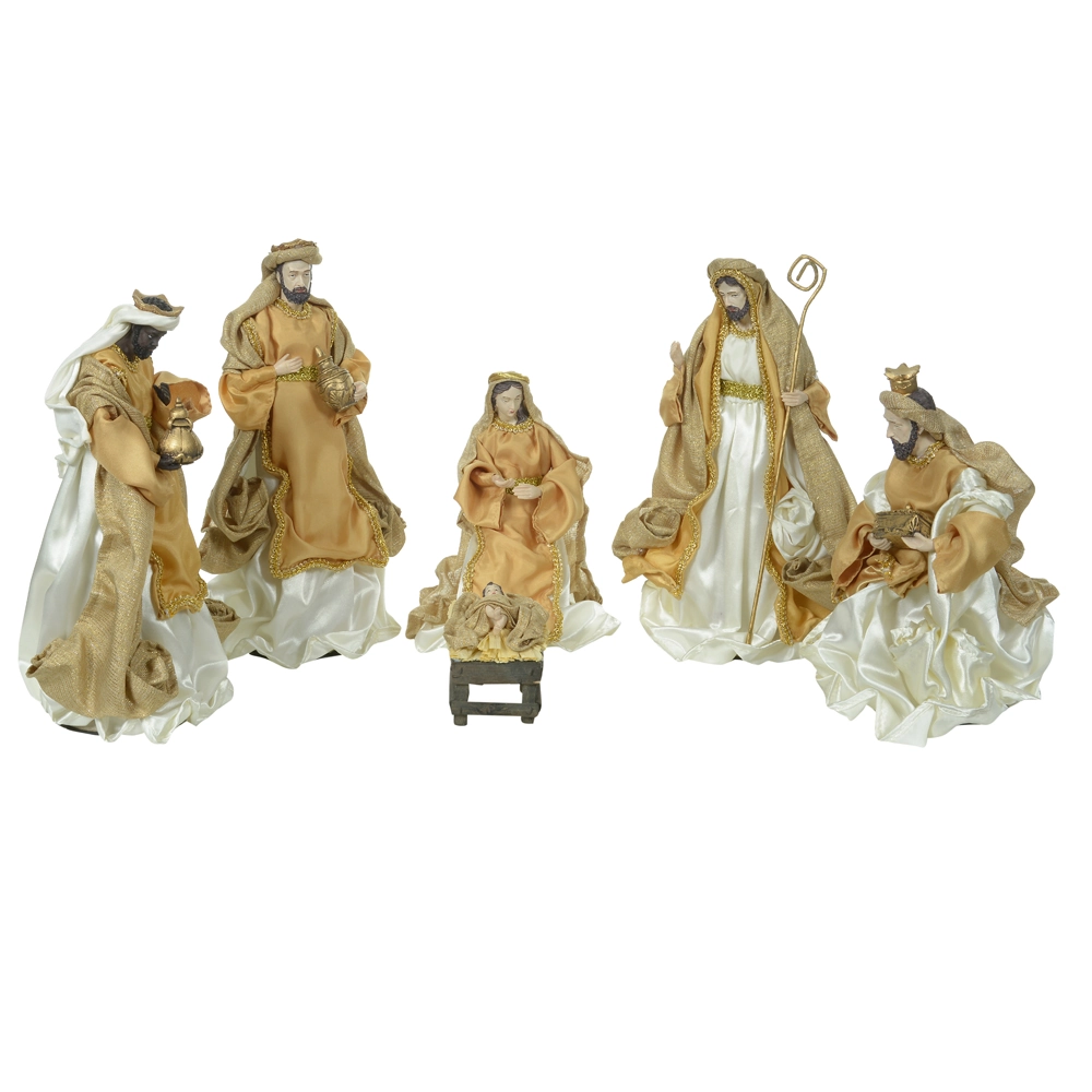 Enfeite Natal Resina Presepio 6 Figuras Dourado 30cm 50511001 Dea