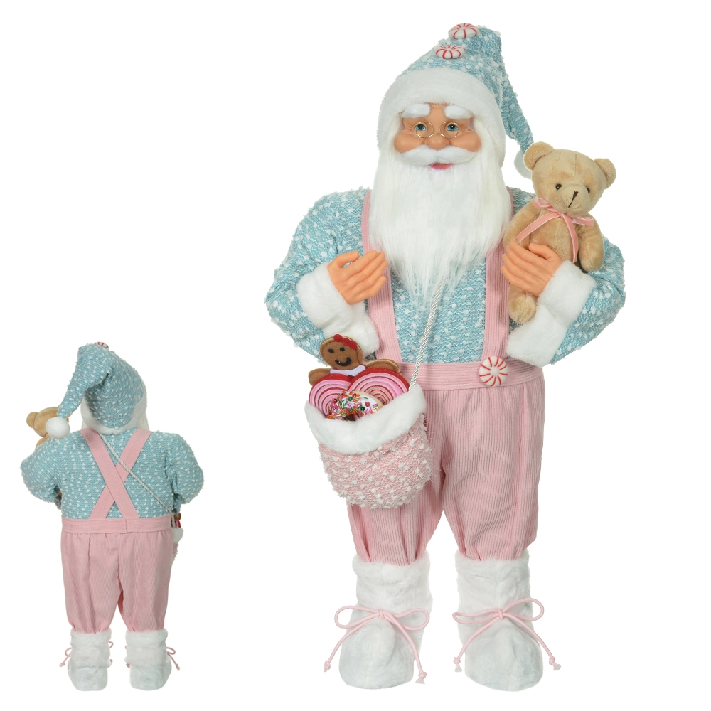 Papai Noel Natal Em Pe Rosa Azul 80cm 50567001 Dea