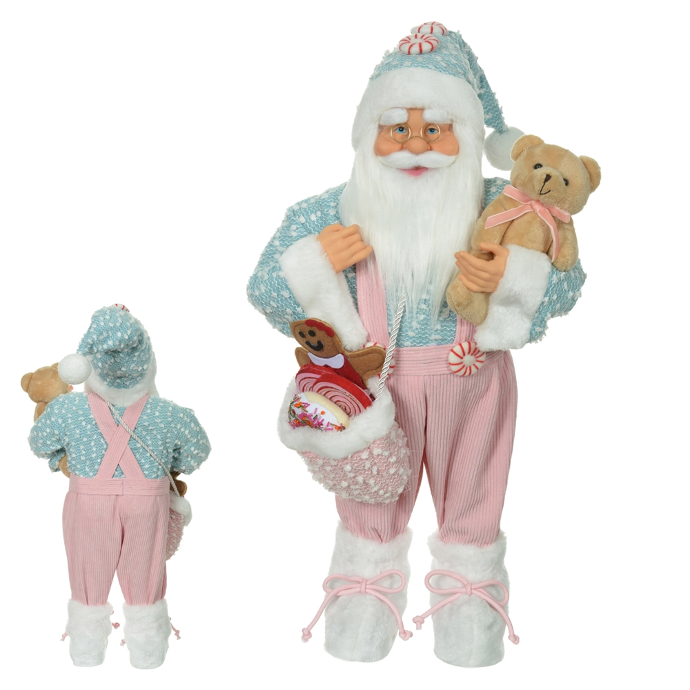 Papai Noel Natal Em Pe Candy Colors Rosa Azul 60cm 50570001 Dea